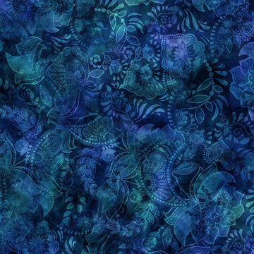 Blue Floral Fabric, Item No. 25053