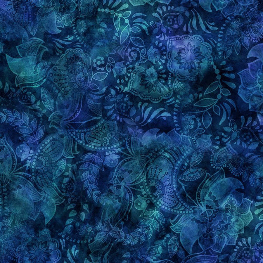 Blue Floral Fabric, Item No. 25053