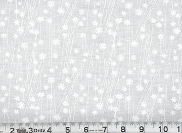 White on White Dandelion Fabric, Item No. 23774