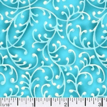 Turquoise Blue Swirl Fabric, Item No. 18056