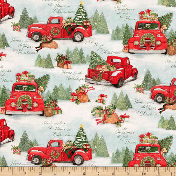 Red Truck Christmas Fabric