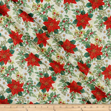 Christmas Poinsettia Fabric