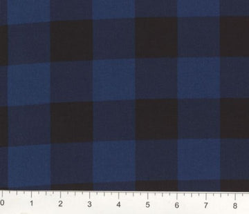 Blue and Black Buffalo Plaid Cotton Fabric, Item No. 20417