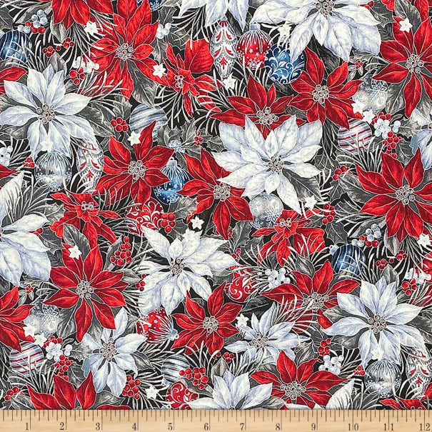 Christmas Poinsettia Fabric