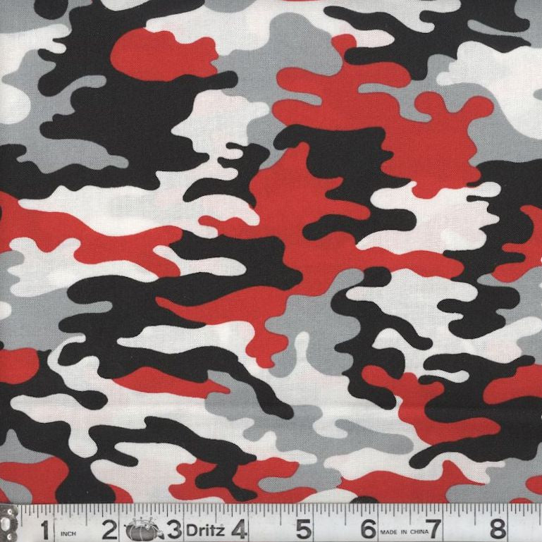 Red and Black Camo, Cotton Camo, Item No. 18033